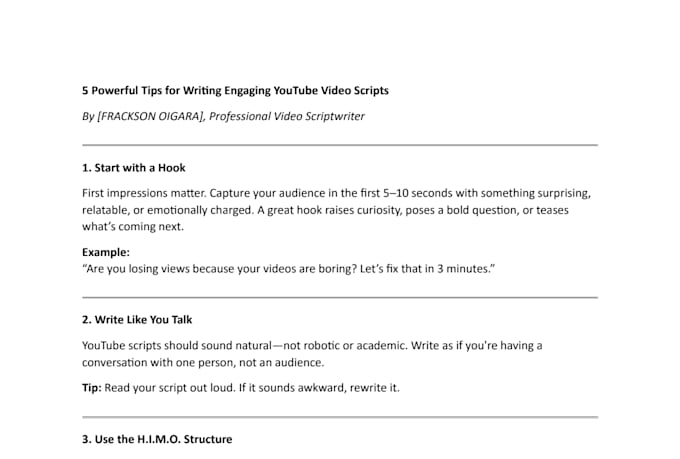 write engaging video scripts